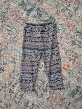 Geometric Print Kids Leggings - Navy & Coral - Size 12m